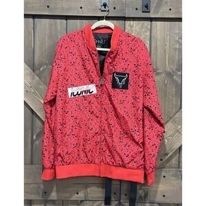 G-Net Vintage Embroidered Iconic Men's Light Wind Breaker‎ Jacket Red Size Large